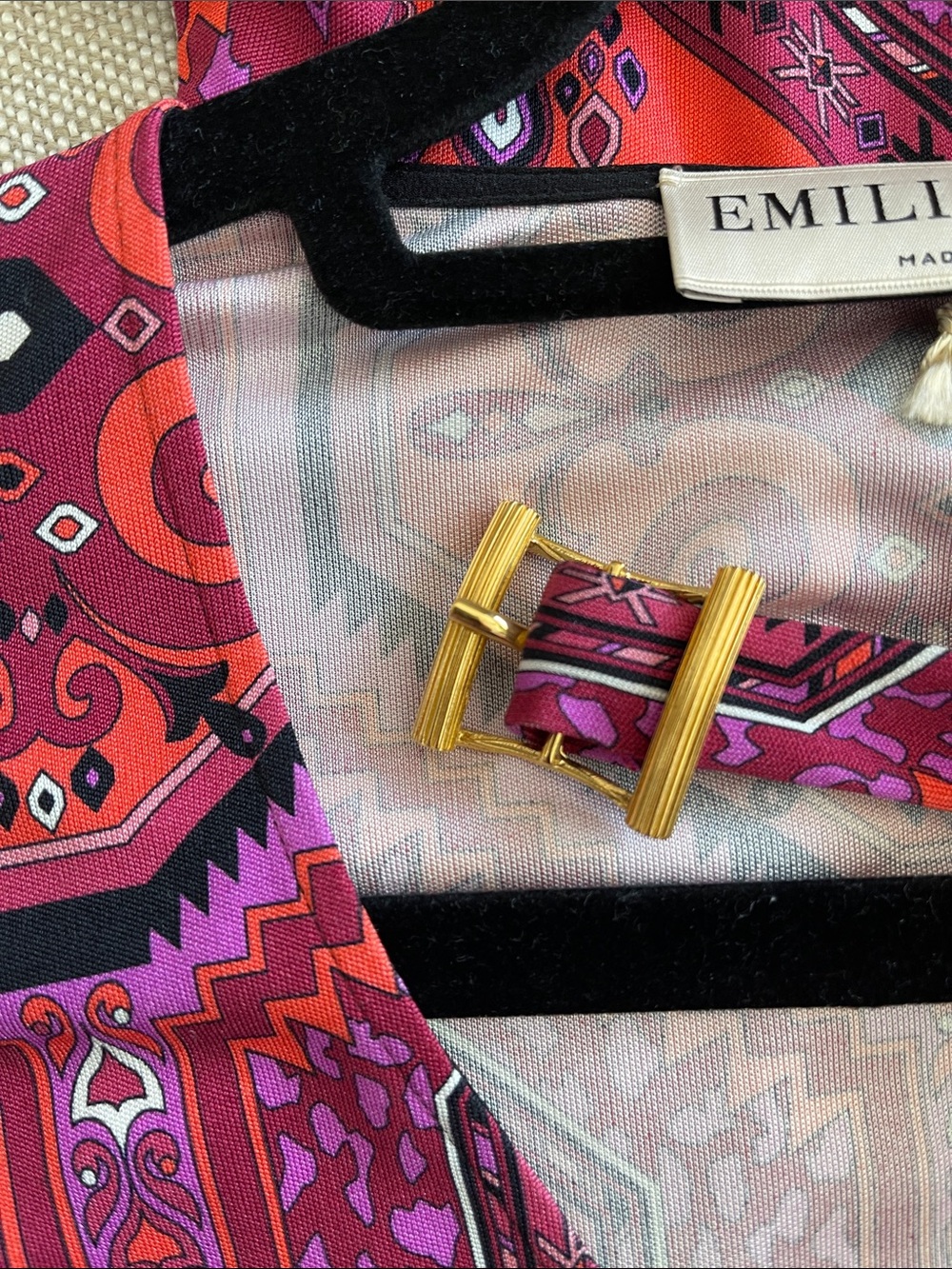 Emilio Pucci Pink & Black Geometric Long Sleeve Midi Dress with belt NEW - Picture 8 of 16